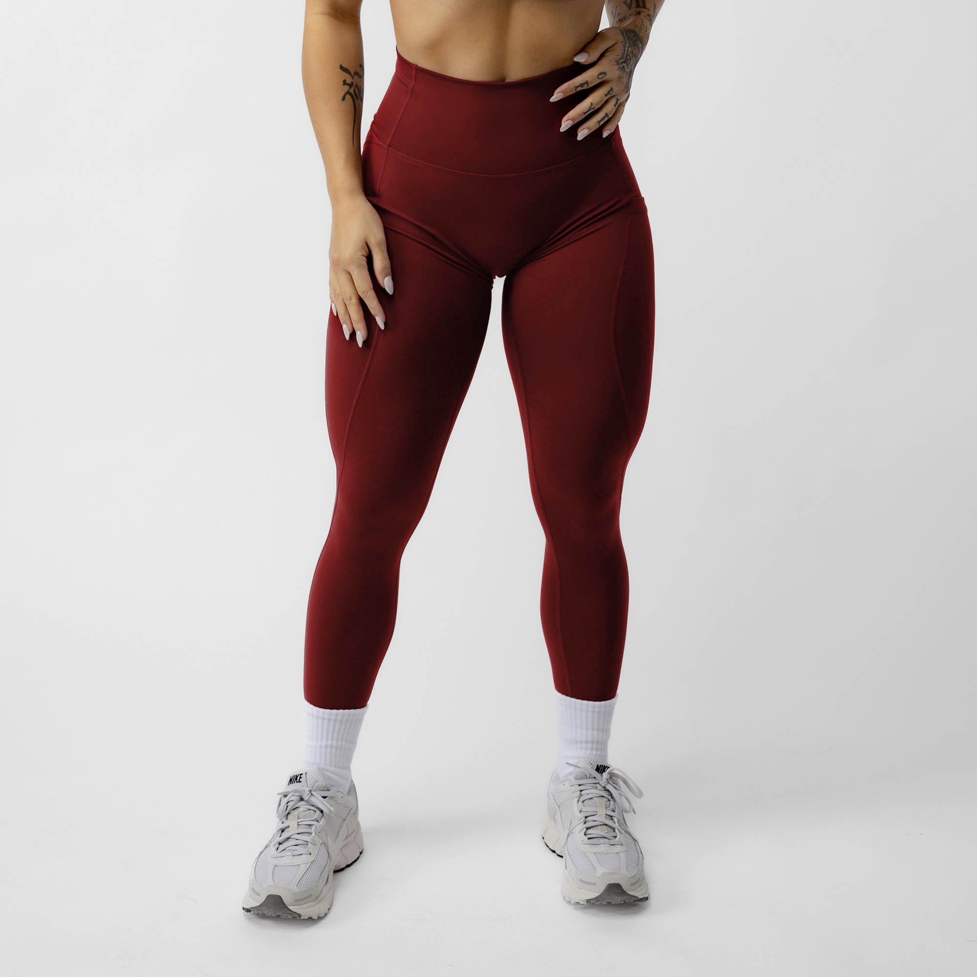 Nike Dry Fit Training Burgundy Stretch Skinny High Waist Leggings Size XL 