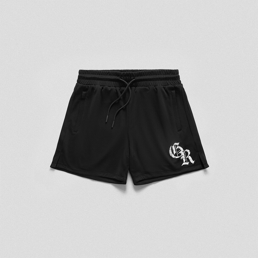 Initial Shorts Black White