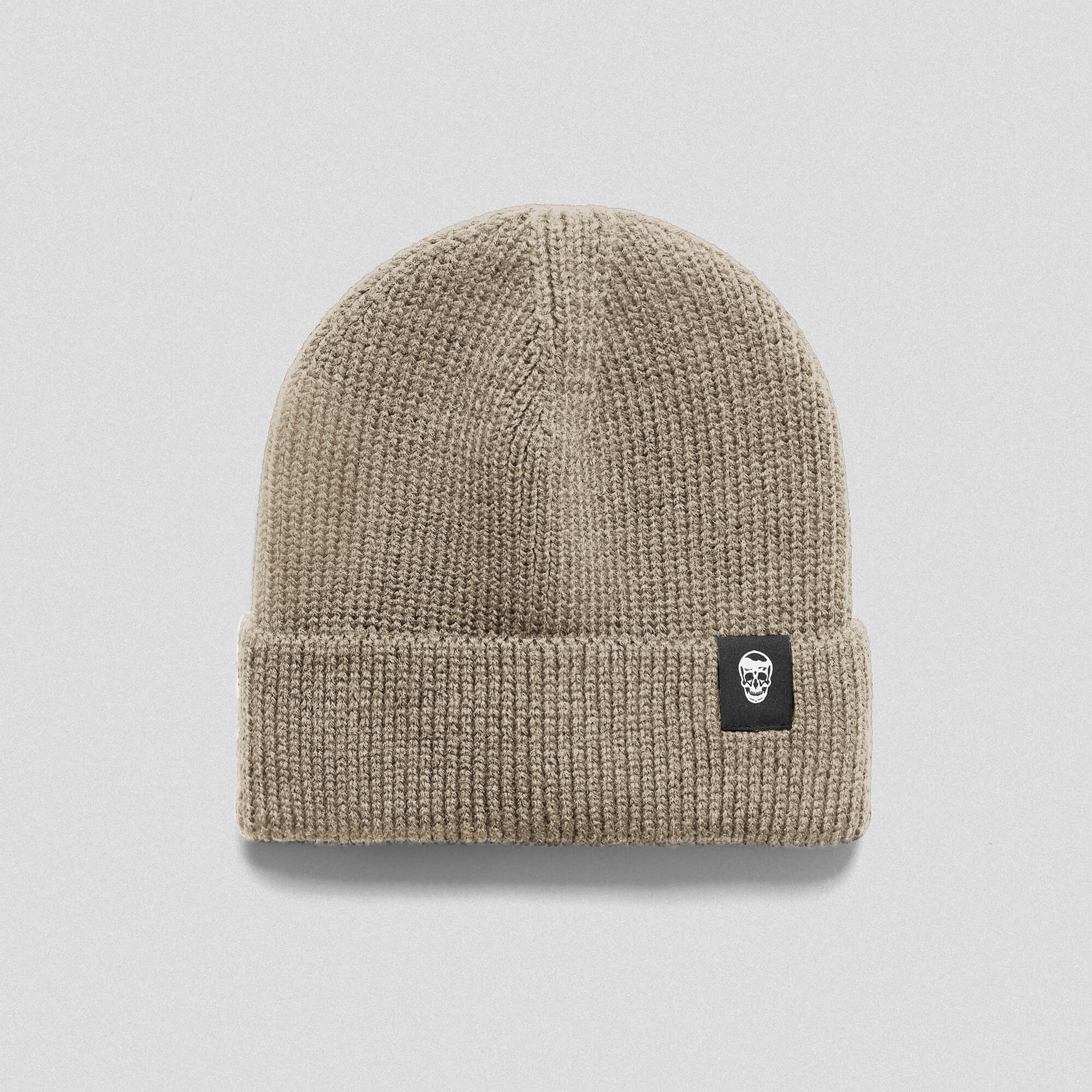 Gymreapers Ribbed Knit Skull Beanie - Tan