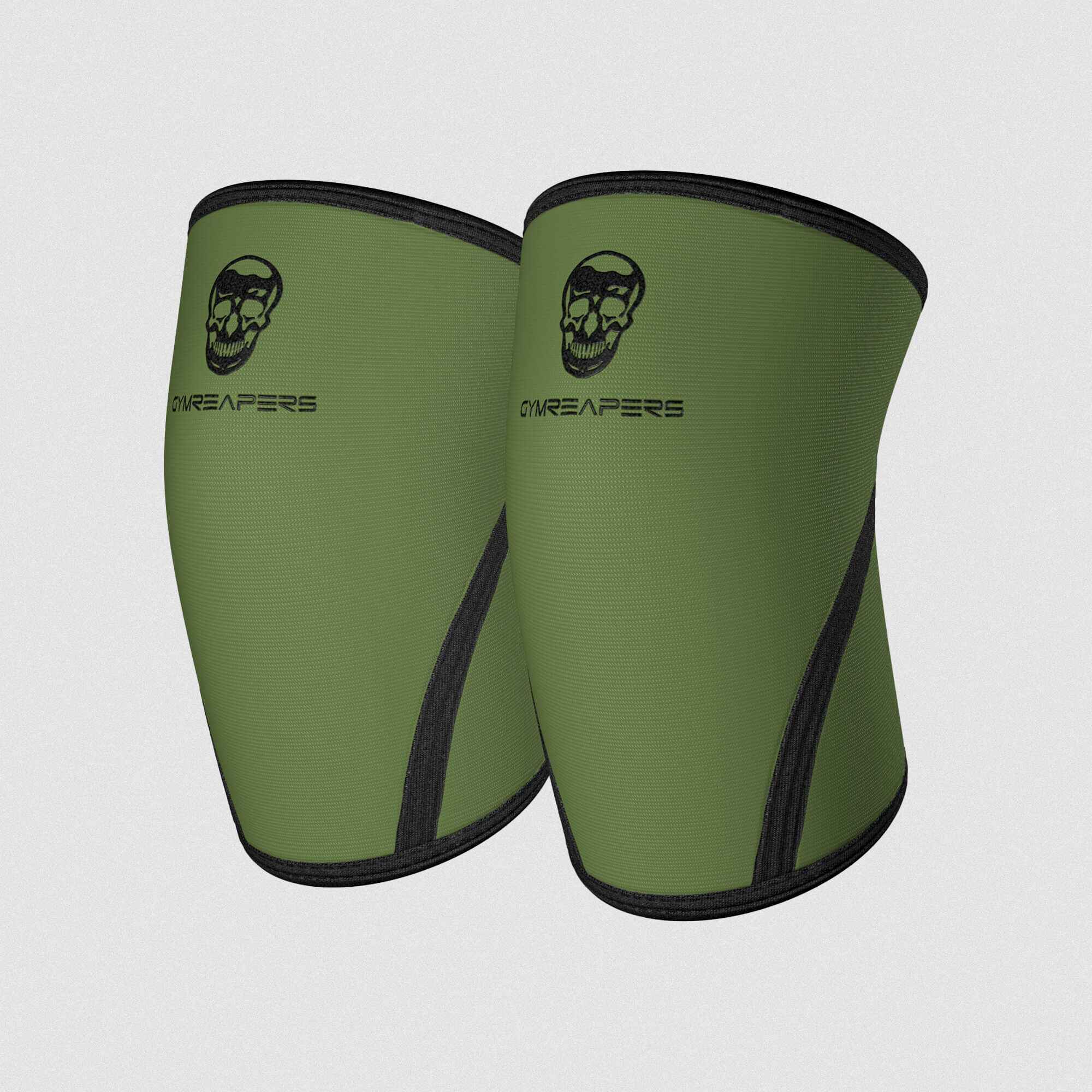 premium 7mm knee sleeves in the green colorway close up shot