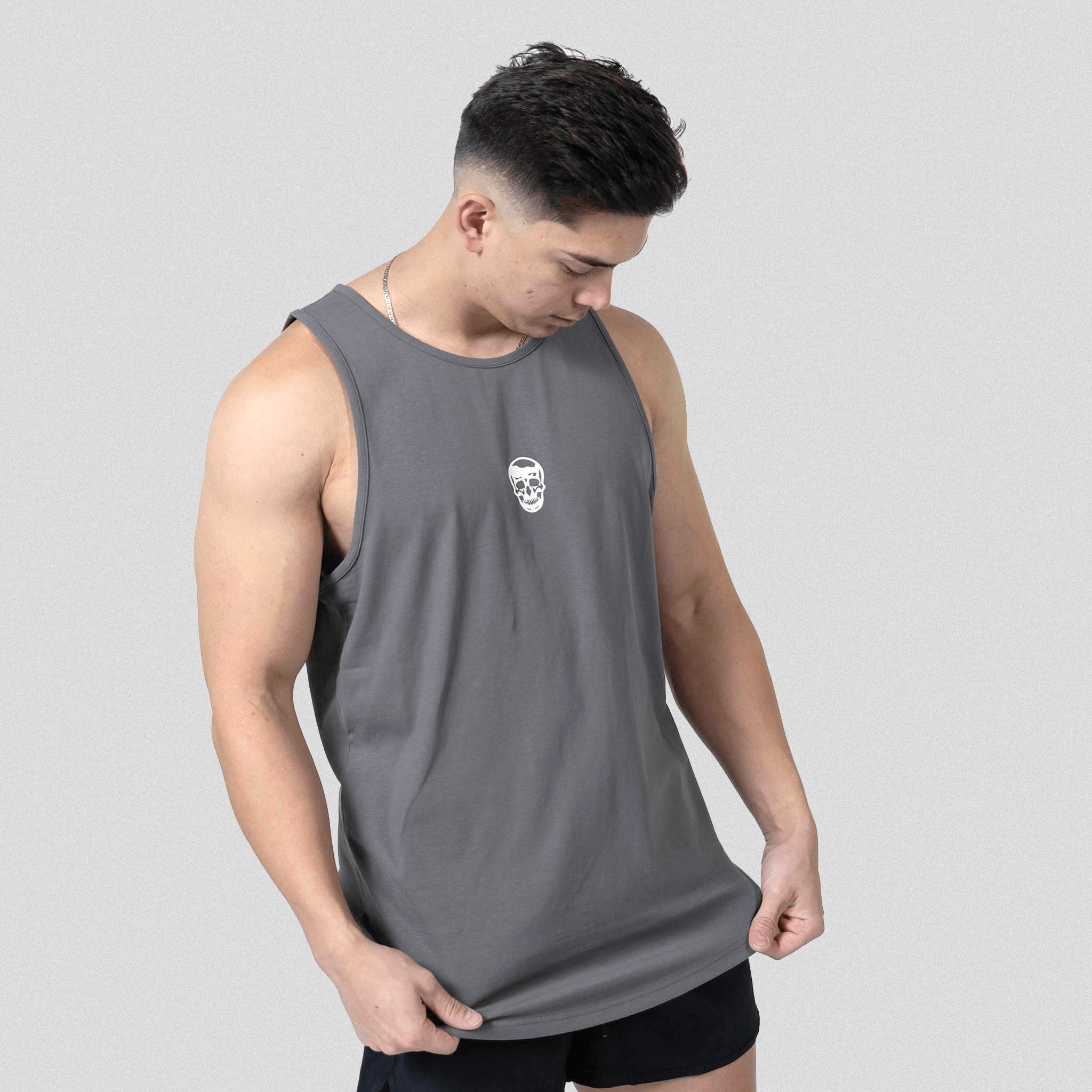 ascend scoop hem tank charcoal side