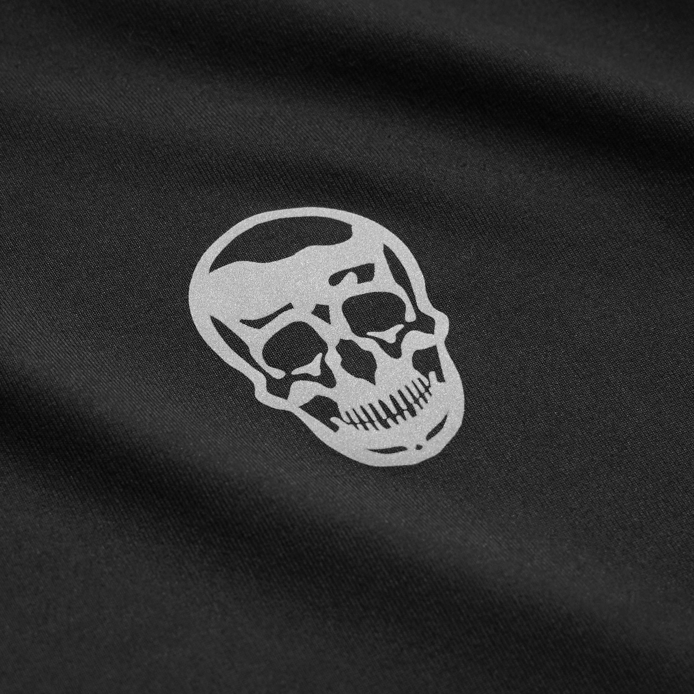 performance long sleeve shirt black skull close up 