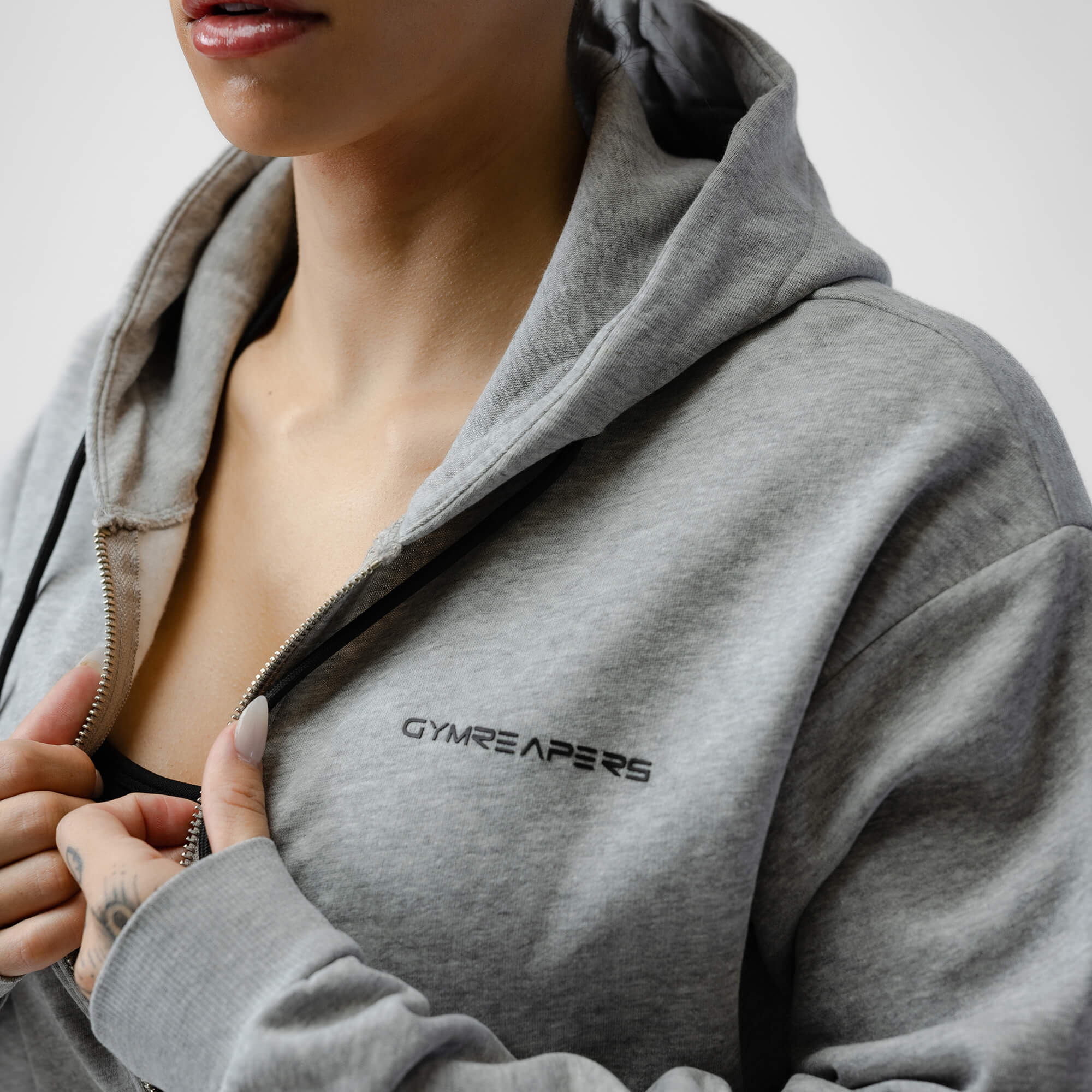 Grey cropped zip online up jacket