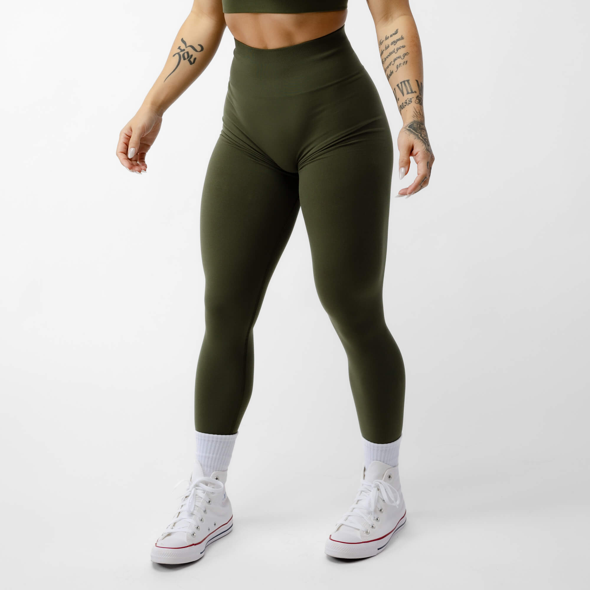 Women's high waisted sports leggings - Deep Taupe