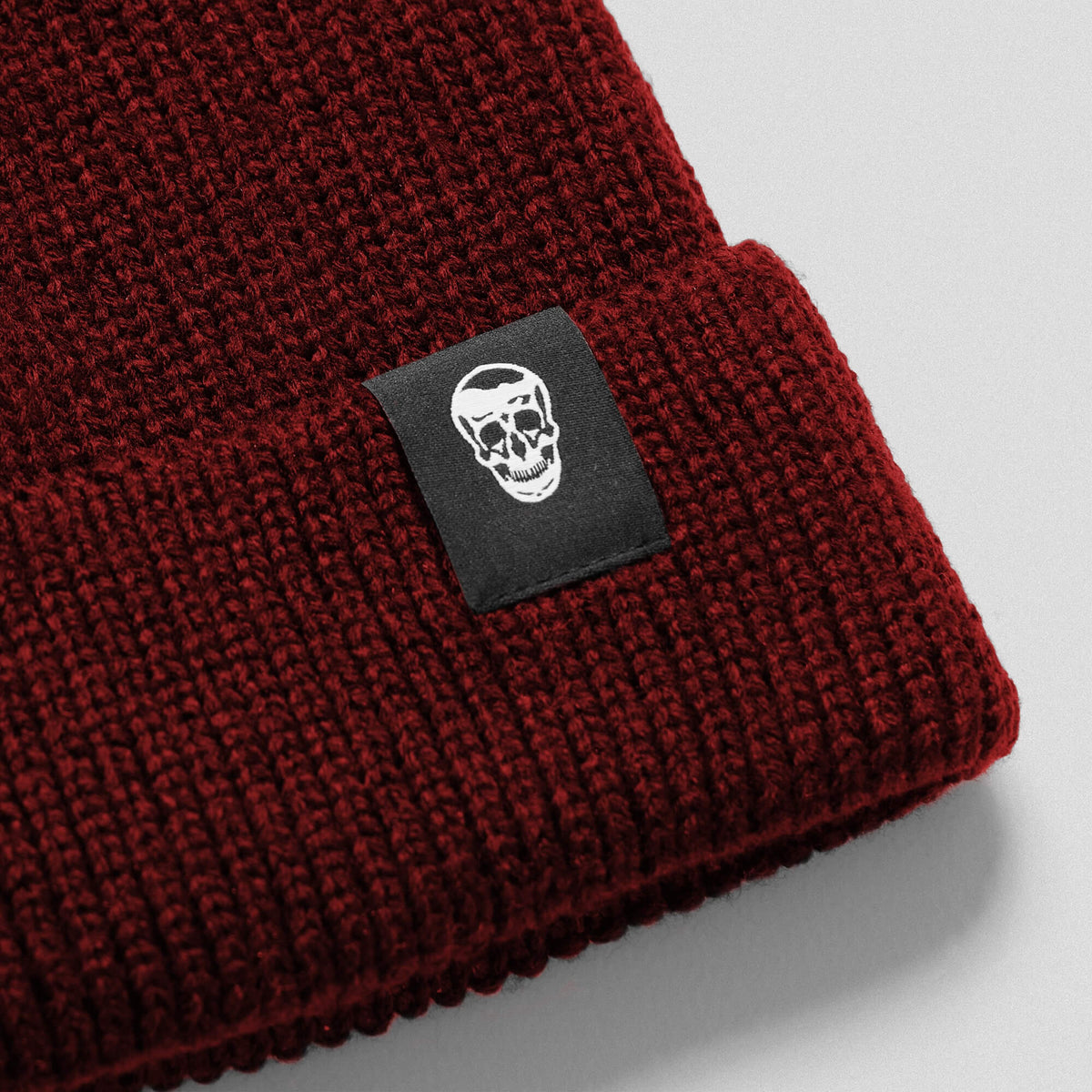 Gymreapers Ribbed Knit Skull Beanie - Maroon