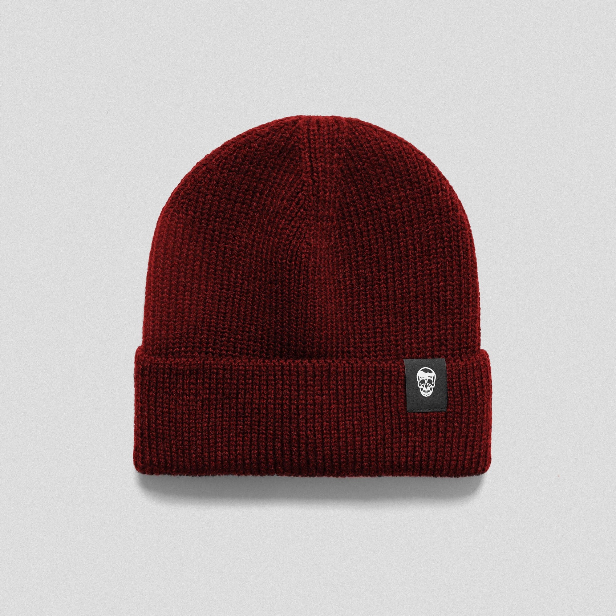 Gymreapers Ribbed Knit Skull Beanie - Maroon