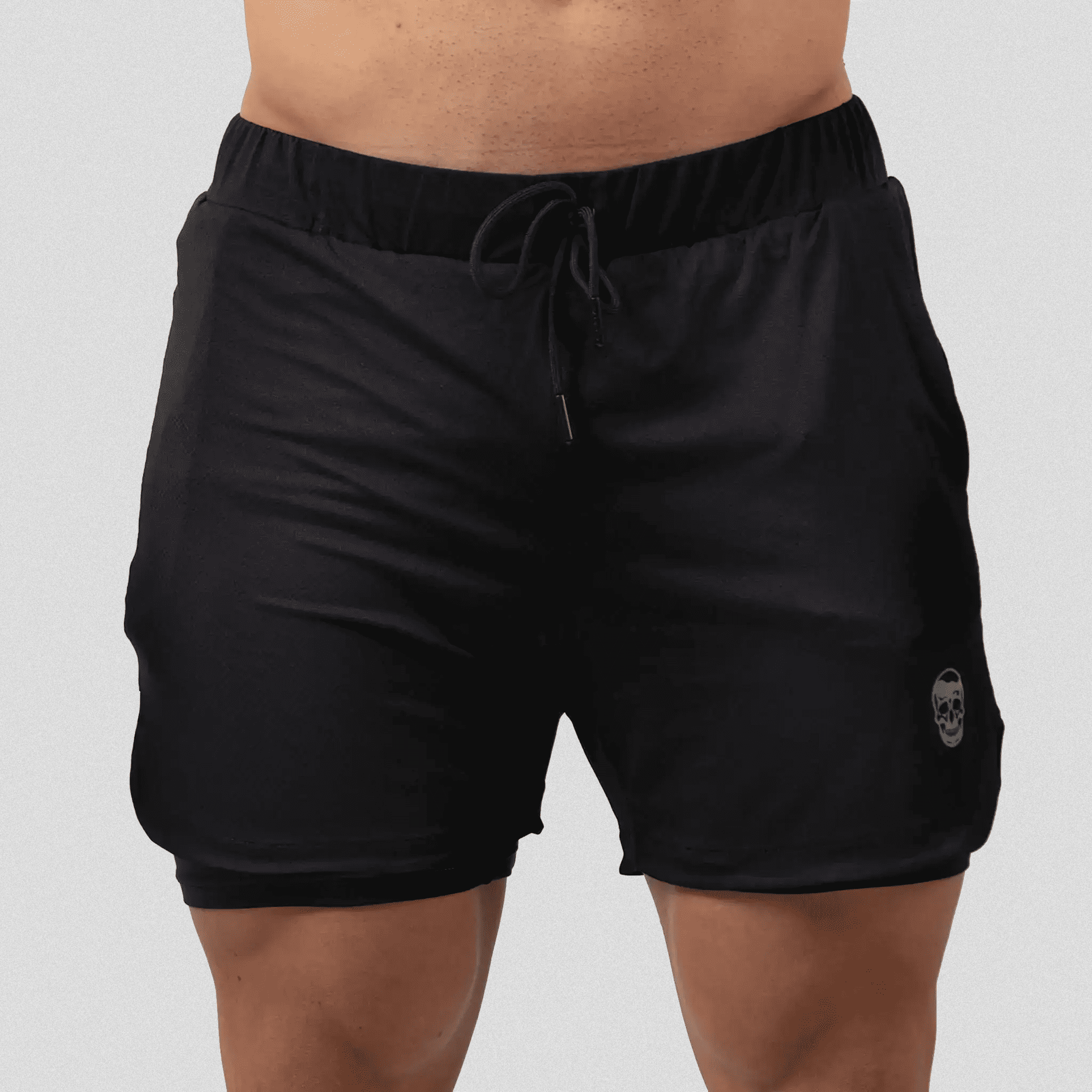 react shorts black front