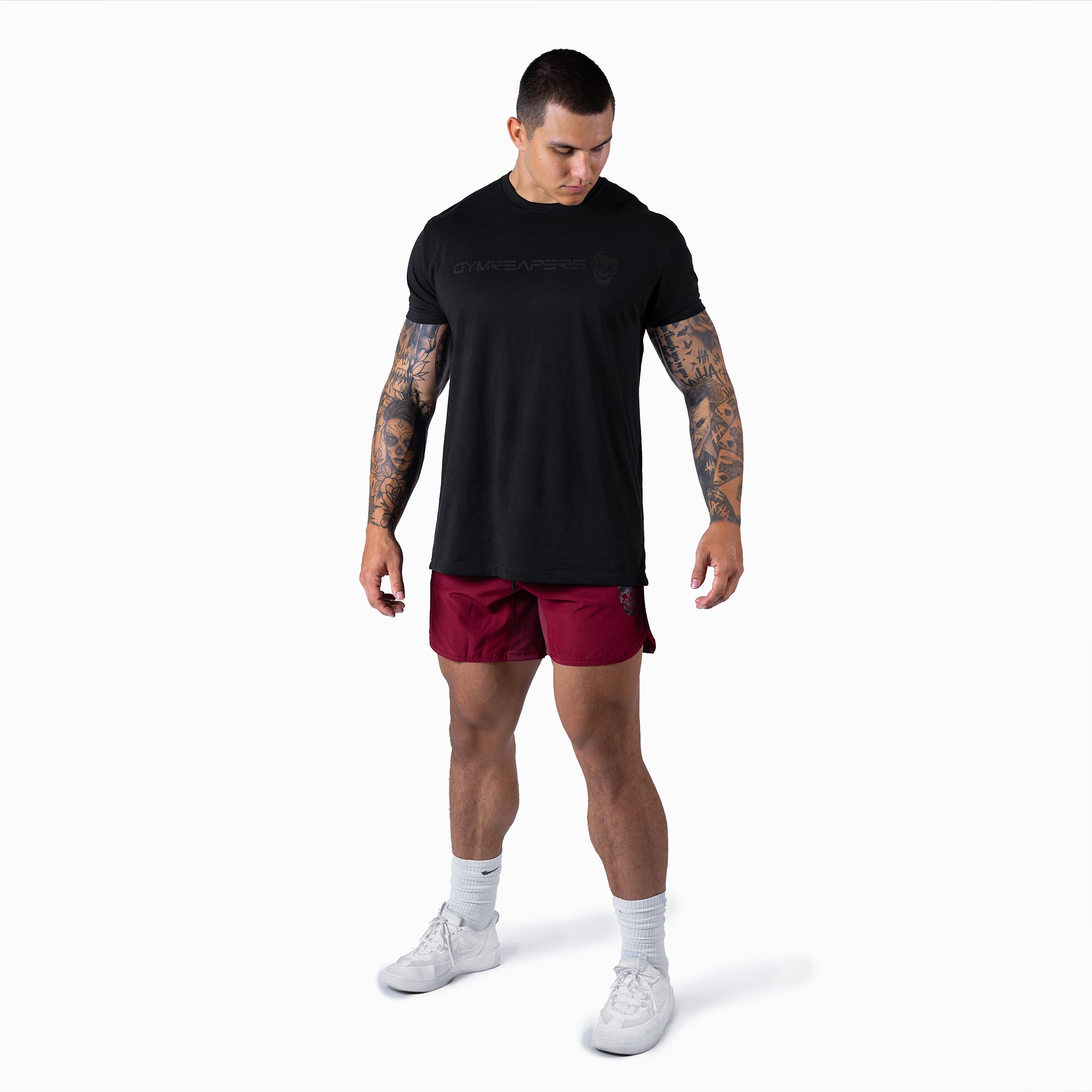 Burgundy store gym shorts