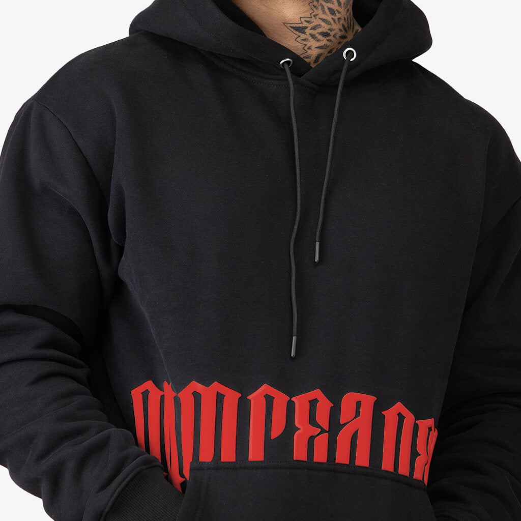 Black and outlet red thrasher hoodie